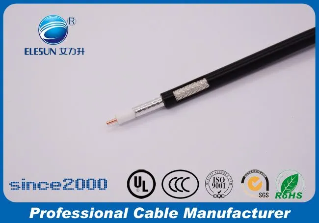 Cabo coaxial de 75 Ohm de cabo Rg trançado semiacabado
